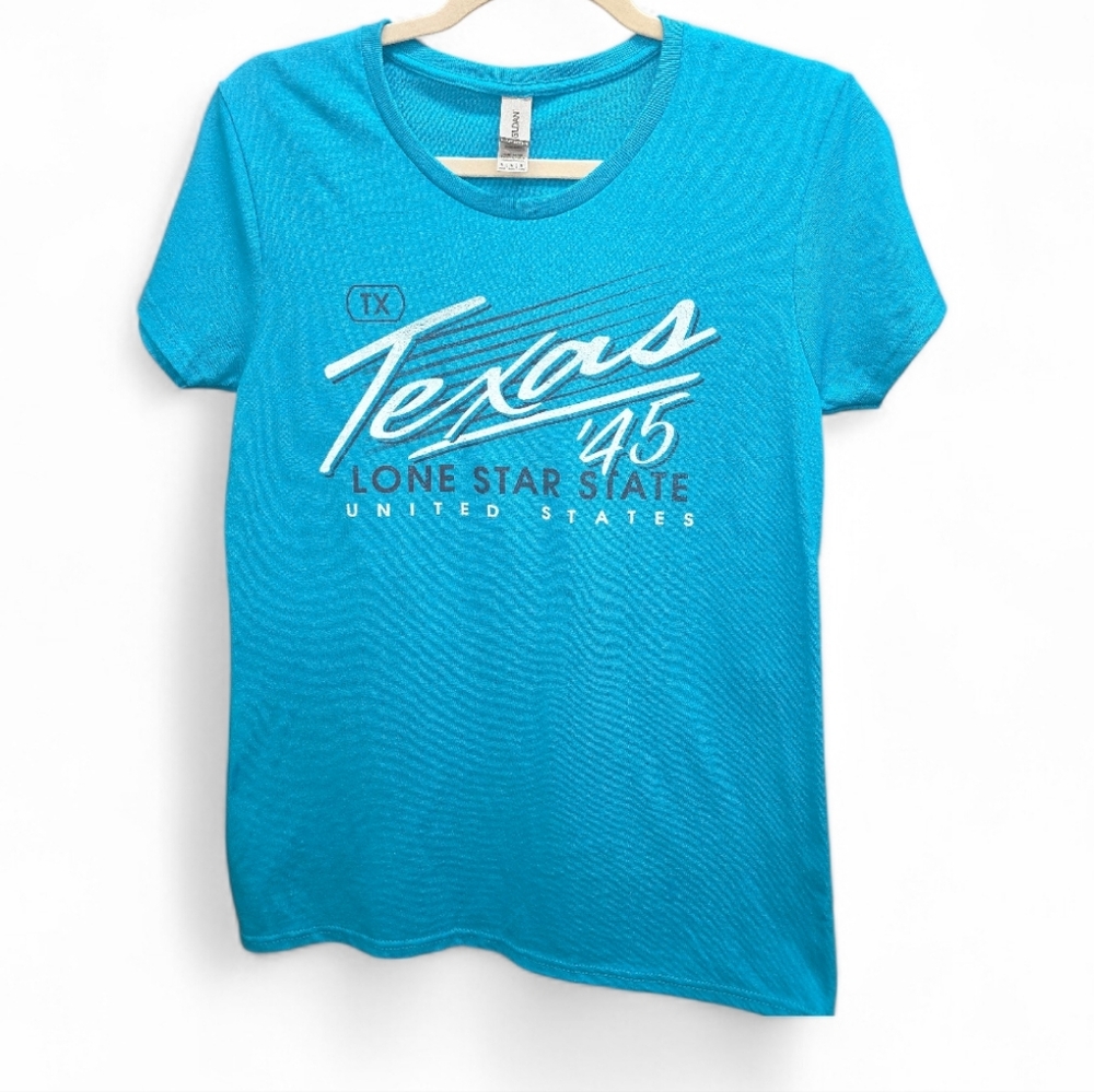 Texas Lone Star‎ State Graphic Tee Gildan Heavy Cotton Blue Short Sleeve State